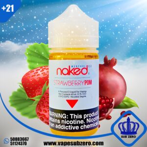 نيكد فراولة بوم ايس 60 ملي Naked Strawberry Pom Ice 60 ml 3 Nicotine
