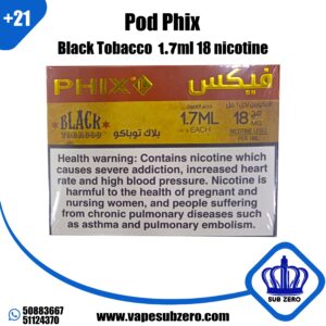 بودات فيكس توباكو بلاك 1.7 مل 18 نيكوتين Pod Phix Black Tobacco 1.7 ml 18 Nicotine