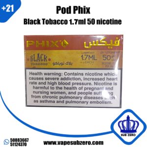 بودات فيكس توباكو بلاك 1.7 مل 50 نيكوتين Pod Phix Black Tobacco 1.7 ml 50 Nicotine