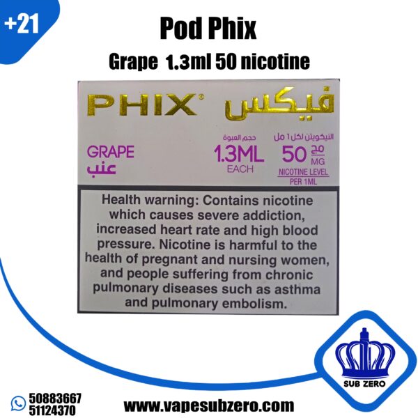 بودات فيكس عنب 1.3 مل 50 نيكوتين Pod Phix Grape 1.3 ml 50 Nicotine