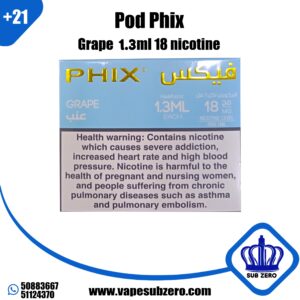 بودات فيكس عنب ايس 1.3 مل 18 نيكوتين Pod Phix Grape Ice 1.3 ml 18 Nicotine