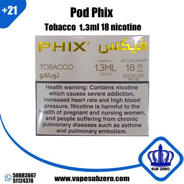 بودات فيكس توباكو 1.3 مل 18 نيكوتين Pod Phix Tobacco 1.3 ml 18 Nicotine