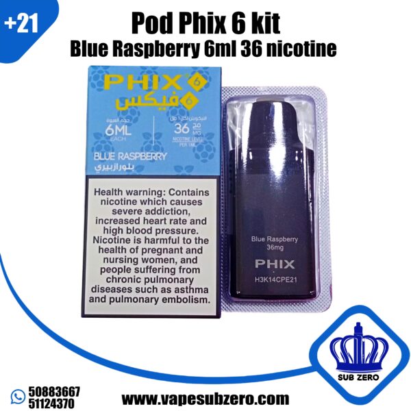 بودات فيكس بلو راسبيري 6 مل Pods Phix Blue Raspberry 6 ml