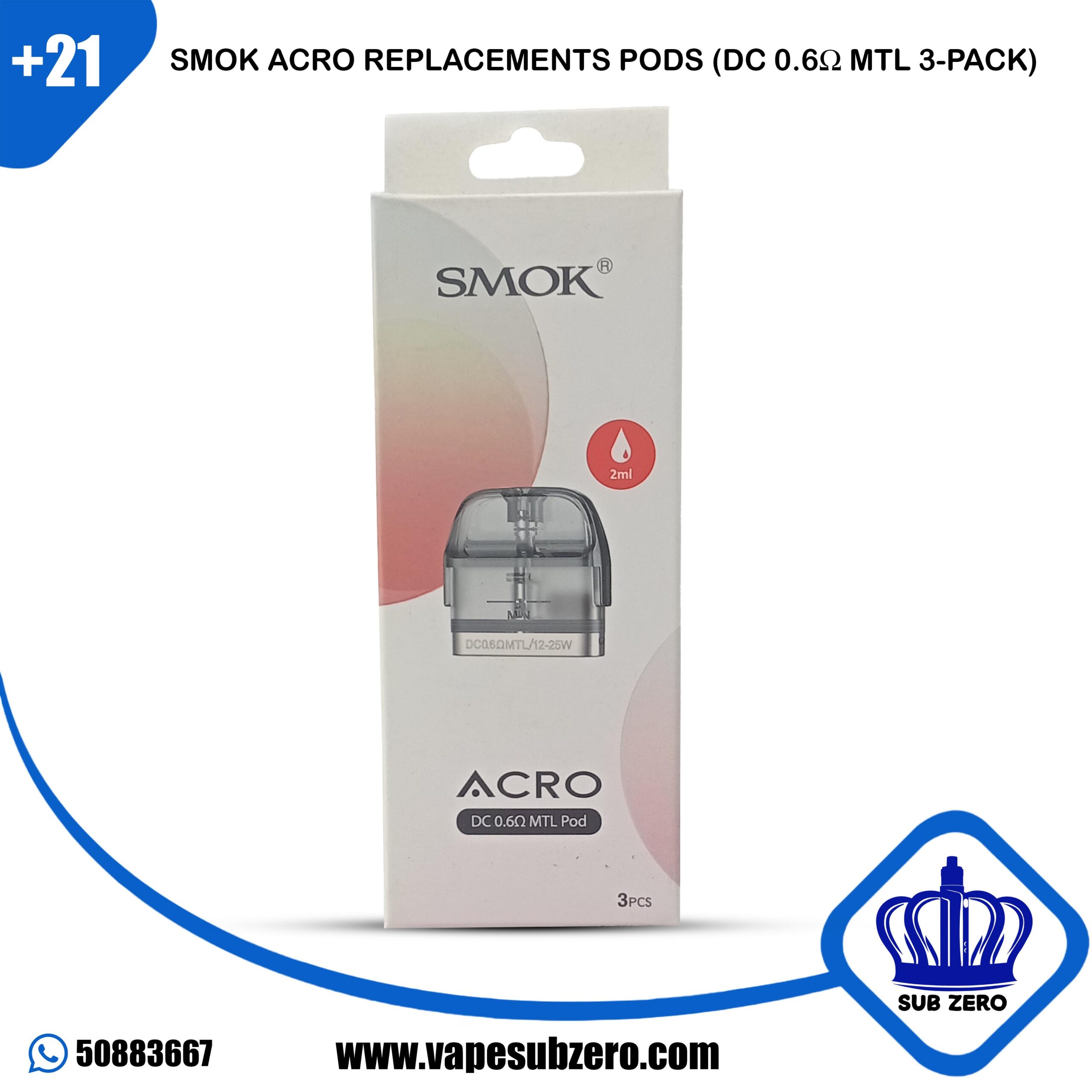 Smok Acro Replacements Pods (DC 0.6Ω MTL 3-Pack)