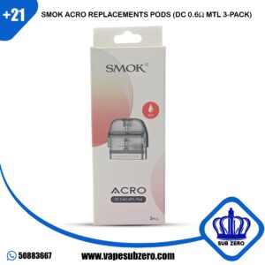 بودات سموك اكرو البديلة (DC 0.6Ω MTL) Smok Acro Replacements Pods (DC 0.6Ω MTL 3-Pack)