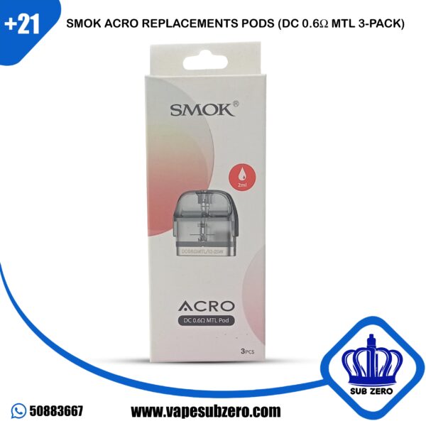 بودات سموك اكرو البديلة (DC 0.6Ω MTL) Smok Acro Replacements Pods (DC 0.6Ω MTL 3-Pack)