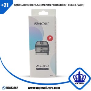 بودات سموك اكرو البديلة (شبكة 0.8 أوم 3 عبوات) Smok Acro Replacements Pods (Mesh 0.8Ω 3-Pack)