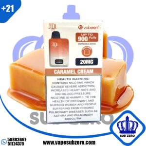 فابين ميني كراميل كريمه 900 سحبة 20 نيكوتين JDI Vabeen Mini caramel crema 20mg 900 Puffs