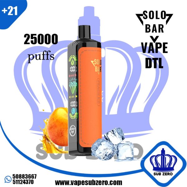 سولو بار دي تي ال 25000 سحبه خوخ ايس SOLO BAR PEACH ICE DTL 25000 puffs