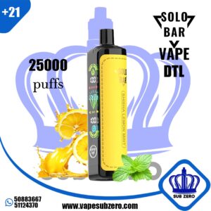 سولو بار شيشه ليمون مينت DTL 25000 سحبه Solo bar shisha lemon mint DTL 25000 puffs