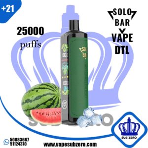 سولو بار دي تي ال 25000 سحبه ووترميلون ايس SOLO BAR DTL 25000 Watermelon ice