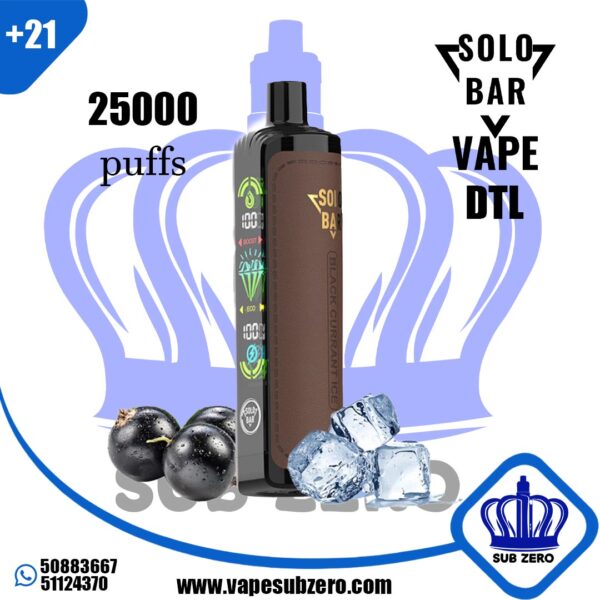 سولو بار بلاك كرانت 25000 سحبه SOLO BAR DTL 25000 puffs black currant ice