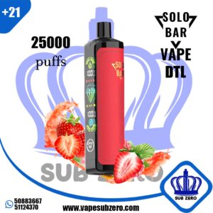 سولو بار دي تي ال 25000 سحبه ستروبرى SOLO BAR DTL 25000 strawberry punch