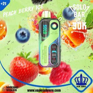 سحبه سولو بار سولو خوخ توت 30000 سحبه solo bar peach berry ice 30k puffs