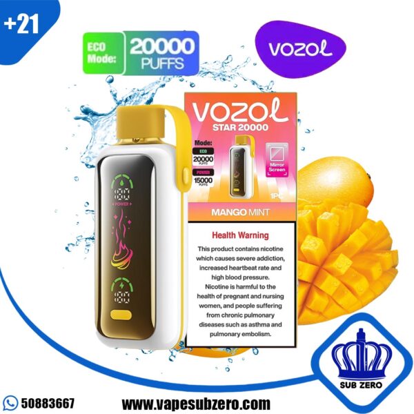 فوزول ستار 20000 سحبه مانجو منت vozol star mango mint 20000 puffs