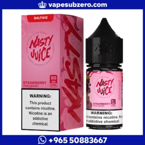 نكهة ناستي فراولة تراب كوين سولت نيكوتين 30 مل، عبوة وردية لأجهزة سحبة الزقارة.