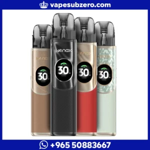 جهاز سحبة ويناكس كيو 2 Geekvape Wenax Q2، يظهر بألوان متعددة مع شاشة رقمية توضح الواط ونسبة البطارية.